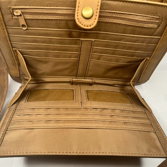 Brown Faux Leather Vintage Bag with Embroidery - Picture 7 of 12